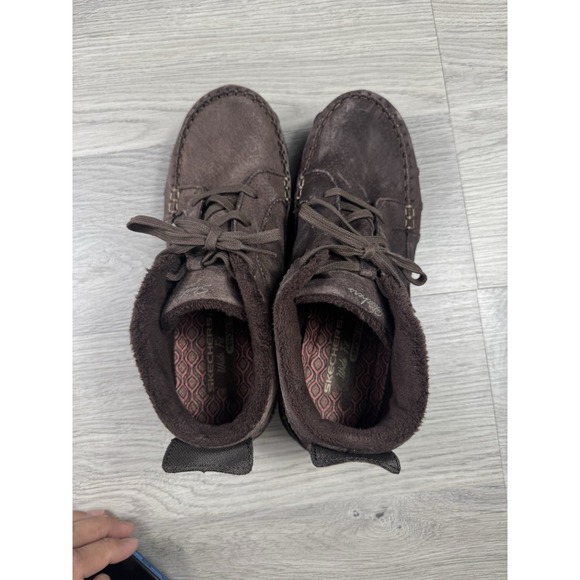 Skechers Chelsea Boots Womens 9.5 Bikers Lineage Round Toe Laced Up Casual Brown - Picture 8 of 11